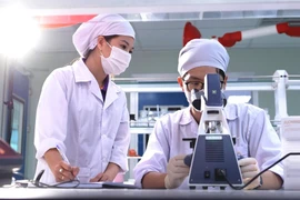 En el laboratorio de la fábrica farmacéutica CVI Pharma, en el parque de alta tecnología Hoa Lac (Foto: hanoimoi.vn)