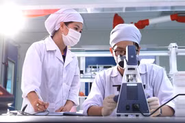 En el laboratorio de la fábrica farmacéutica CVI Pharma, en el parque de alta tecnología Hoa Lac (Foto: hanoimoi.vn)