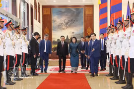 En la ceremonia de bienvenida (Foto: VNA)