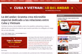 El periódico Granma, órgano oficial del Partido Comunista de Cuba, lanzó un sitio web especial que recopila valiosos documentos e imágenes sobre la singular relación entre Cuba y Vietnam. (Captura de pantalla)