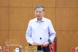El secretario general del Partido Comunista y presidente de Vietnam, To Lam, habla en el evento. (Fuente: VNA)