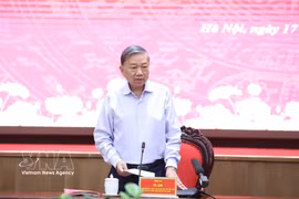 El secretario general del Comité Central del Partido Comunista de Vietnam y presidente de la República, To Lam, habla en el evento. (Fuente: VNA)