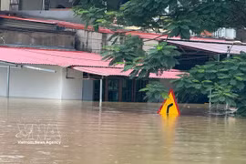 Inundaciones en la comuna de Kim Tan, provincia de Thanh Hoa. (Fuente: VNA)