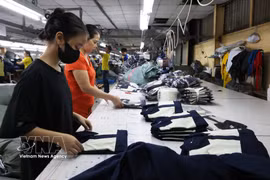 Trabajadores en un taller de confección de prendas para la exportación en la comuna de Vinh Loc, Ciudad Ho Chi Minh. (Foto:VNA)