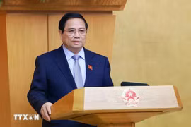 El primer ministro de Vietnam, Pham Minh Chinh, habla en el evento. (Fuente: VNA)