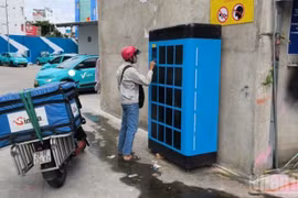 Un armario para el intercambio de baterías de motocicletas eléctricas en Ciudad Ho Chi Minh. (Fuente: Internet)