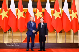 El presidente de la Asamblea Nacional de Vietnam, Tran Thanh Man, se reúne con el primer ministro polaco, Donald Tusk. (Fuente: VNA)