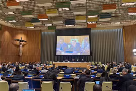 El embajador Dang Hoang Giang, jefe de la misión permanente de Vietnam ante la ONU, habla en el evento. (Fuente: VNA)
