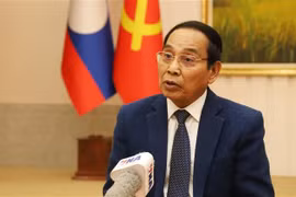 Bounthong Chitmany, miembro del Buró Político y permanente del Secretariado del Comité Central del Partido Popular Revolucionario de Laos (PPRL) y vicepresidente del país en la entrevista. (Fuente: VNA)
