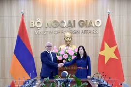 La viceministra de Relaciones Exteriores de Vietnam, Le Thi Thu Hang, y su homólogo armenio, Mnatsakan Safaryan. (Fuente: VNA)