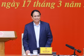 El primer ministro vietnamita, Pham Minh Chinh, habla en el evento. (Fuente: VNA)