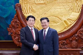 El presidente vietnamita, Luong Cuong, y el secretario general del Partido Popular Revolucionario de Laos y presidente de ese país, Thongloun Sisoulith. (Fuente: VNA)