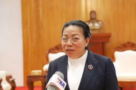 La vicepresidenta de la Asamblea Nacional de Laos, Sounthone Xayachak, en la entrevista. (Fuente: VNA)