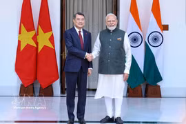 El primer ministro de Vietnam, Le Minh Hung, se reúne con su homólogo indio, Narendra Modi. (Fuente: VNA)