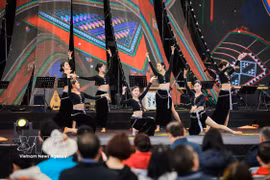 Los espectadores disfrutan una danza de artistas del Teatro Nacional de Ópera y Ballet de Vietnam. (Fuente: VNA)