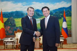 El primer ministro de Vietnam, Le Minh Hung, se reúne con el secretario general del Partido Popular Revolucionario de Laos y presidente del Estado, Thongloun Sisoulith. (Fuente: VNA)