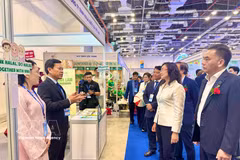 Los delegados visitan un stand de la feria (Foto: VNA)