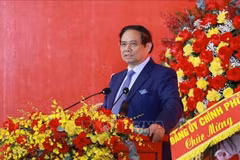 El primer ministro de Vietnam, Pham Minh Chinh, pronuncia un discurso en el evento (Fuente: VNA)