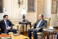 El ministro de Asuntos Exteriores de Egipto, Badr Abdelatty, recibe al viceministro de Relaciones Exteriores de Vietnam, Le Anh Tuan. (Foto: VNA)