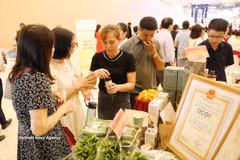Introducción de productos orgánicos de Vietnam en una feria (Foto: VNA)