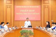 El miembro del Buró Político y permanente del Secretariado del Comité Central del Partido Comunista de Vietnam, Tran Cam Tu, preside la reunión (Foto: VNA) 