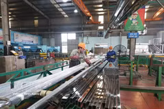 Trabajadores del parque industrial de Dong Anh. (Foto: VNA)