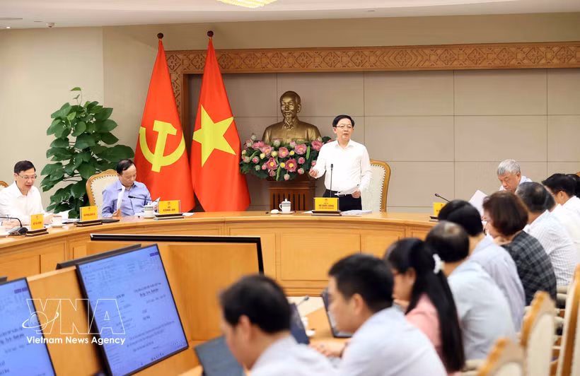 El viceprimer ministro vietnamita Ho Quoc Dung preside la reunión. Foto: VNA