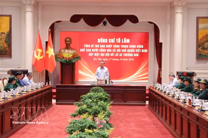 El secretario general del Partido Comunista y presidente de Vietnam, To Lam, habla en el evento. (Fuente: VNA)