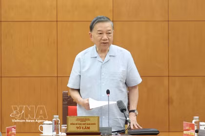 El secretario general del Partido Comunista de Vietnam (PCV) y presidente de la República, To Lam, habla en el evento. (Fuente: VNA)