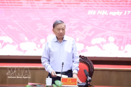 El secretario general del Comité Central del Partido Comunista de Vietnam y presidente de la República, To Lam, habla en el evento. (Fuente: VNA)