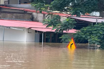 Inundaciones en la comuna de Kim Tan, provincia de Thanh Hoa. (Fuente: VNA)