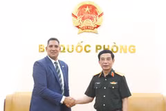 El viceprimer ministro y titular de Defensa de Vietnam, general Phan Van Giang, y el embajador de Suecia, Johan Ndisi. (Foto: baochinhphu) 