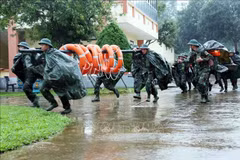 Quang tri moviliza más de 5.000 soldados para la prevención y respuesta ante inundaciones, crecidas repentinas y deslizamientos. (Foto: VNA)