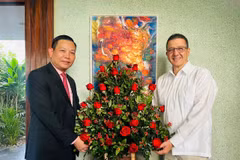 El embajador de Vietnam en Venezuela, Vu Trung My, y el embajador cubano en el país suramericano, Jorge Luis Mayo Fernández. (Foto: VNA)