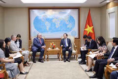El viceprimer ministro de Vietnam, Ho Quoc Dung, recibe al ubdirector general del Organismo Internacional de Energía Atómica (IAEA), Mikhail Chudakov. (Foto: VGP)