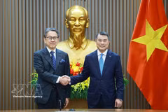 El primer ministro de Vietnam, Le Minh Hung, y el presidente del Banco de Japón para la Cooperación Internacional (JBIC), Maeda Tadashi. (Foto: VNA)