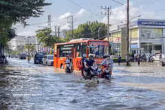 Una calle inundado en Can Tho. (Foto: VNA)