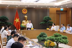 El viceprimer ministro vietnamita, Le Tien Chau, revisa la construcción de escuelas internas en zonas fronterizas. (Foto: VNA)