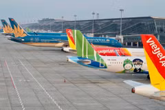 Aviones de aerolíneas vietnamitas en el Aeropuerto Internacional de Noi Bai. (Foto: Vietnam+)