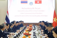 La conversación oficial entre el secretario general del Partido Comunista y presidente de Vietnam, To Lam, y el primer ministro tailandés, Anutin Charnvirakul. (Foto: VNA)