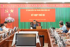 Tran Sy Thanh, miembro del Buró Político y titular de la Comisión de Control Disciplinario del Comité Central del Partido Comunista de Vietnam, preside la reunión. (Foto: VNA)