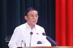El miembro del Buró Político y miembro permanente del Secretariado del Comité Central del Partido Comunista de Vietnam (PCV), Tran Cam Tu, habla en el evento. (Fuente: VNA)