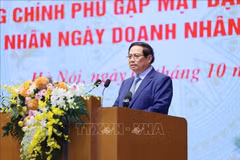 El primer ministro Pham Minh Chinh habla en el evento. (Fuente: VNA)