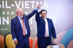 El primer ministro vietnamita, Pham Minh Chinh, y el presidente brasileño, Luiz Inácio Lula da Silva, participan en el Foro Económico Vietnam-Brasil. (Fuente: VNA)