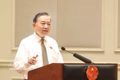 El secretario general del Comité Central del Partido Comunista de Vietnam y presidente del país, To Lam, habla en el evento. (Fuente: VNA)
