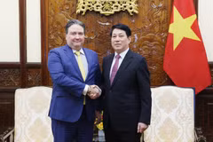 El presidente vietnamita, Luong Cuong, recibe al embajador estadounidense en Hanoi, Marc Knapper. (Fuente: VNA)