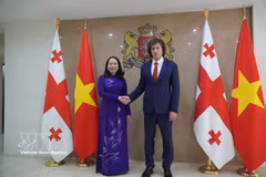 La vicepresidenta de Vietnam, Vo Thi Anh Xuan, y el primer ministro de Georgia, Irakli Kobakhidze. (Fuente: VNA)