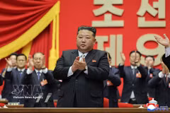 El líder norcoreano Kim Jong Un en el cuarto día del IX Congreso del Partido de los Trabajadores de Corea en Pyongyang el 22 de febrero de 2026. (Foto: Yonhap/VNA)