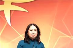 La vicepresidenta de Vietnam, Vo Thi Anh Xuan, habla en el evento. (Fuente: VNA)