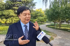 El profesor Mi Liang, director del Centro de Estudios del Sudeste Asiático de la Universidad de Estudios Extranjeros de Beijing, en la entrevista. (Fuente: VNA)